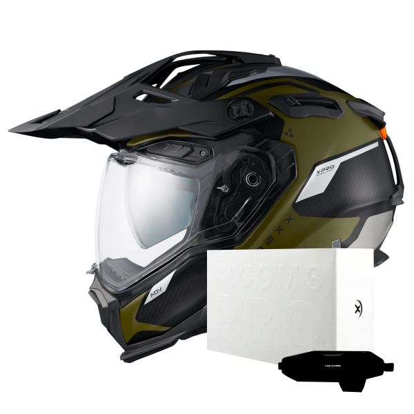 Casque Integral Nexx X.WED3 Keyo Green Silver Matt + X.COM 3 Pro