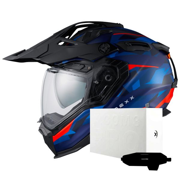 Casque Integral Nexx X.WED3 Trailmania Blue Red Matt + X.COM 3 Pro