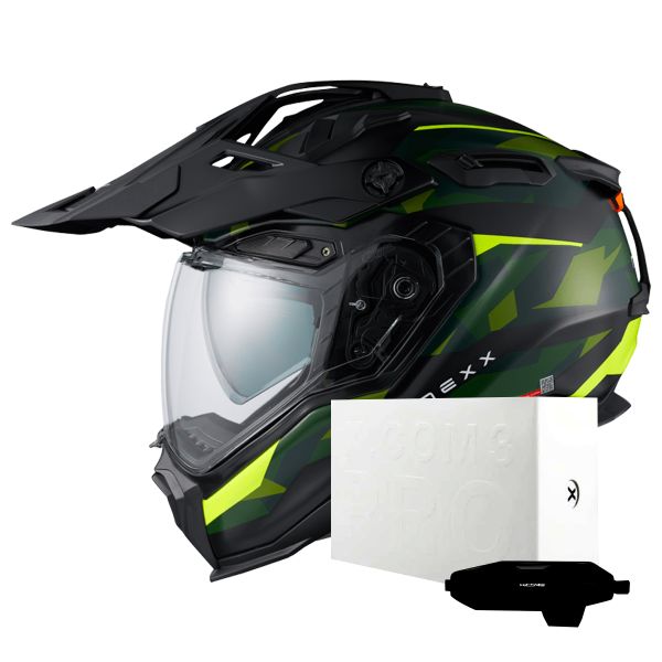 Casque Integral Nexx X.WED3 Trailmania Green Neon Matt + X.COM 3 Pro
