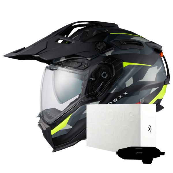 Casque Integral Nexx X.WED3 Trailmania Grey Neon Matt + X.COM 3 Pro