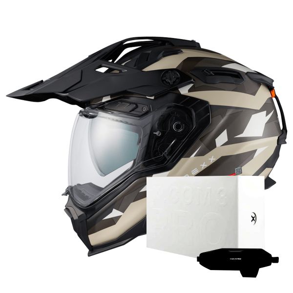 Casque Integral Nexx X.WED3 Trailmania Light Sand Matt + X.COM 3 Pro