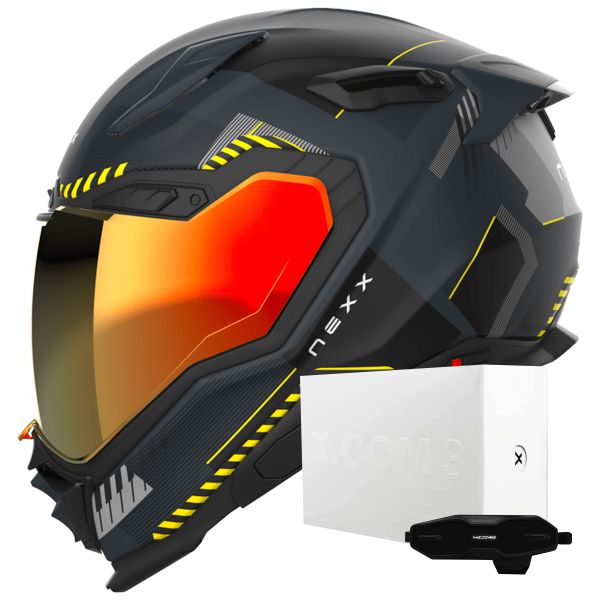 Casque Integral Nexx X.WST3 Fluence Grey Yellow Matt + X.COM 3