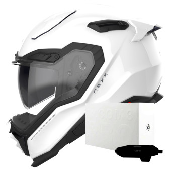Casque Integral Nexx X.WST3 Plain White Pearl + X.COM 3 Pro