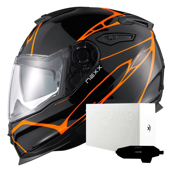 Casque Integral Nexx Y.100 B-Side Black Orange + X.COM 3 Pro