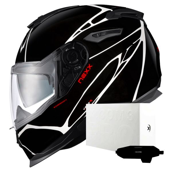 Casque Integral Nexx Y.100 B-Side Black White + X.COM 3 Pro