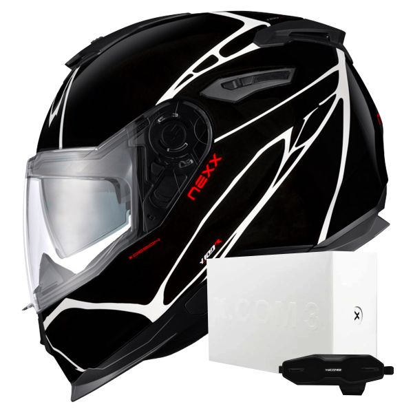 Casque Integral Nexx Y.100 B-Side Black White + X.COM 3