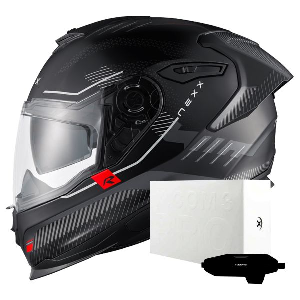 Casque Integral Nexx Y.100R Baron Black Matt + X.COM 3 Pro