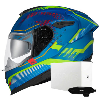 Casque Integral Nexx Y.100R Baron Sky Blue Neon + X.COM 3