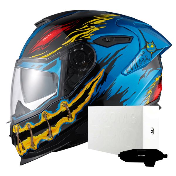 Casque Integral Nexx Y.100R Night Rider Sky Blue + X.COM 3 Pro