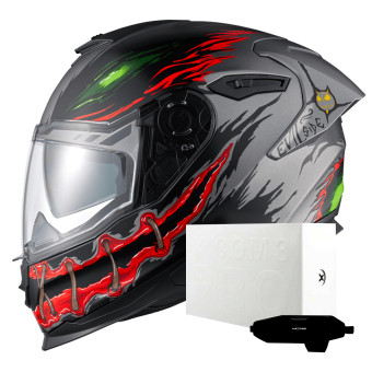 Casque Integral Nexx Y.100R Night Rider Titanium Matt + X.COM 3 Pro