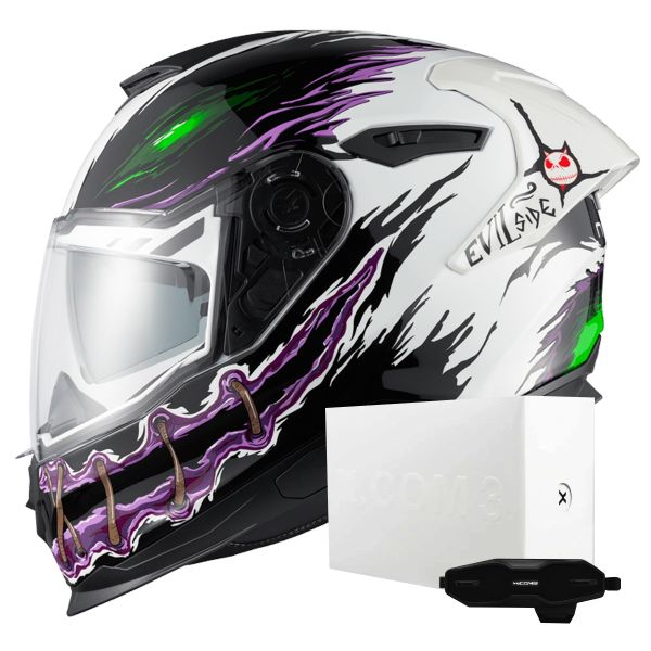 Casque Integral Nexx Y.100R Night Rider White + X.COM 3