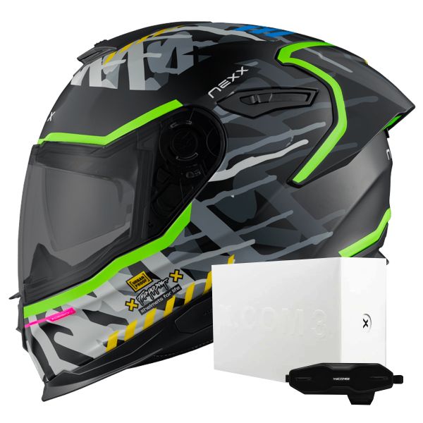 Casque Integral Nexx Y.100R Urbangram Black Matt + X.COM 3