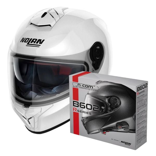 Casque Integral Nolan N80-8 Classic N-Com White 5 + Kit Bluetooth B602R