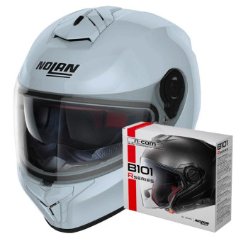 Casque Integral Nolan N80-8 Classic N-Com Zephyr White 6 + Kit Bluetooth B101R