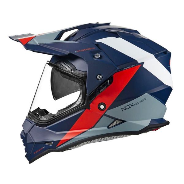 Casque Integral NOX N312 Block Blue Matt Red
