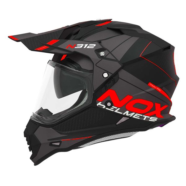 Casque Integral NOX N312 Drone Matt Black Red