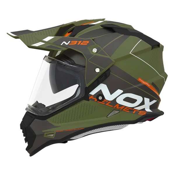 Casque Integral NOX N312 Drone Matt Khaki Orange