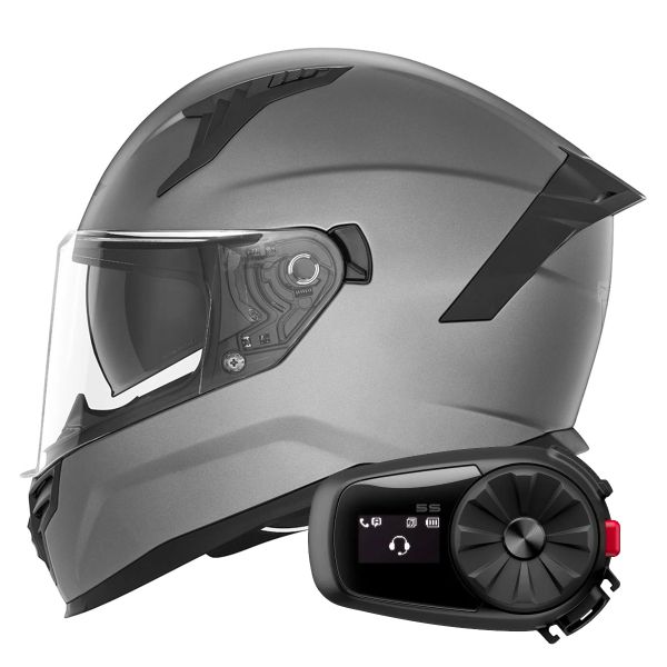 Casque Integral NOX N401 Matt Titanium + Kit Bluetooth 5S Solo