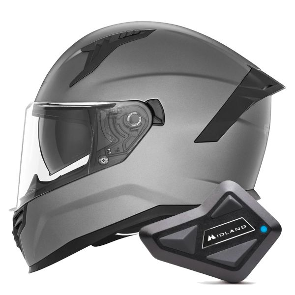 Casque Integral NOX N401 Matt Titanium + Kit Bluetooth BT Mini