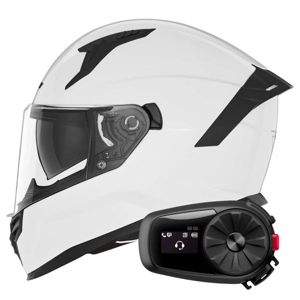 Casque Integral NOX N401 Pearl White + Kit Bluetooth 5S Solo