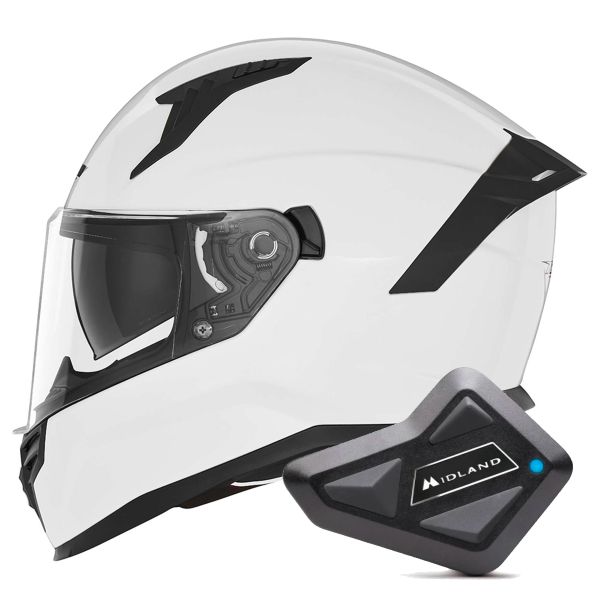 Casque Integral NOX N401 Pearl White + Kit Bluetooth BT Mini
