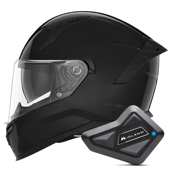 Casque Integral NOX N401 Shiny Black + Kit Bluetooth BT Mini