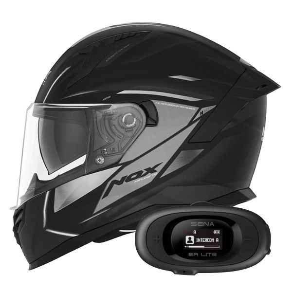 Casque Integral NOX N401 Xeno Matt Black Titanium + Kit bluetooth 5R Lite Solo