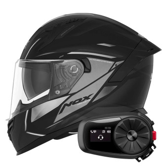 Casque Integral NOX N401 Xeno Matt Black Titanium + Kit Bluetooth 5S Solo