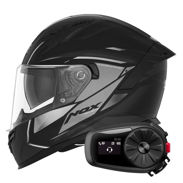 Casque Integral NOX N401 Xeno Matt Black Titanium + Kit Bluetooth 5S Solo