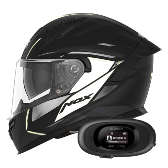 Casque Integral NOX N401 Xeno Matt Black White + Kit bluetooth 5R Lite Solo