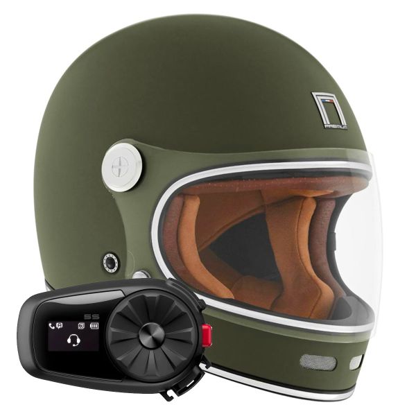 Casque Integral NOX Revenge Matt Kaki + Kit Bluetooth 5S Solo