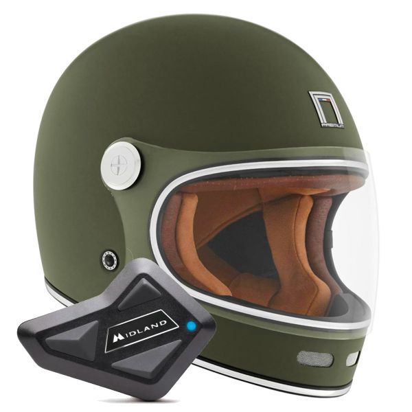 Casque Integral NOX Revenge Matt Kaki + Kit Bluetooth BT Mini