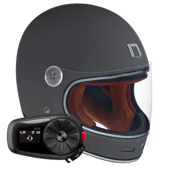Casque Integral NOX Revenge Matt Titanium + Kit Bluetooth 5S Solo
