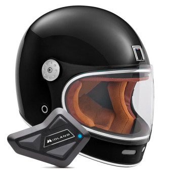 Casque Integral NOX Revenge Shiny Black + Kit Bluetooth BT Mini