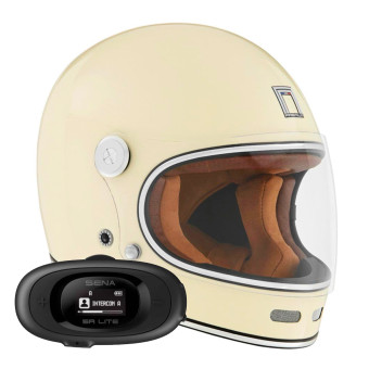 Casque Integral NOX Revenge Shiny Cream + Kit bluetooth 5R Lite