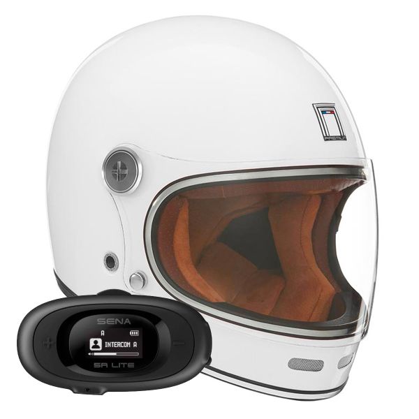 Casque Integral NOX Revenge Shiny White + Kit bluetooth 5R Lite