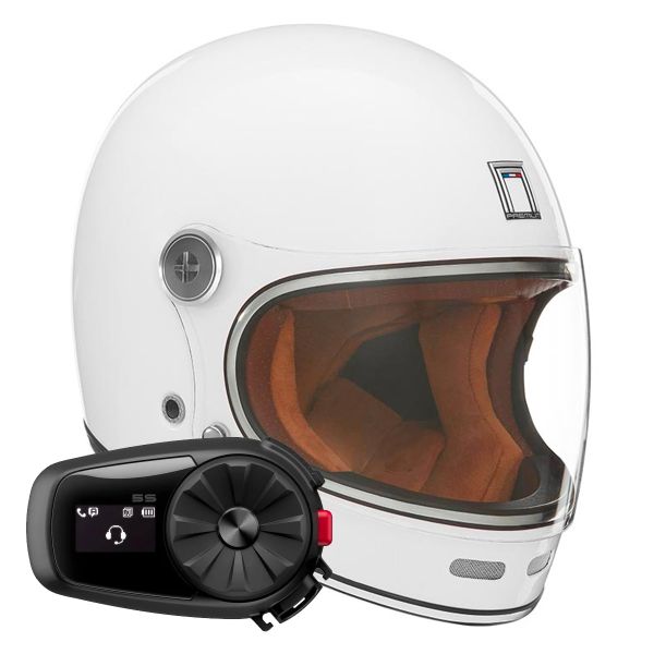 Casque Integral NOX Revenge Shiny White + Kit Bluetooth 5S Solo