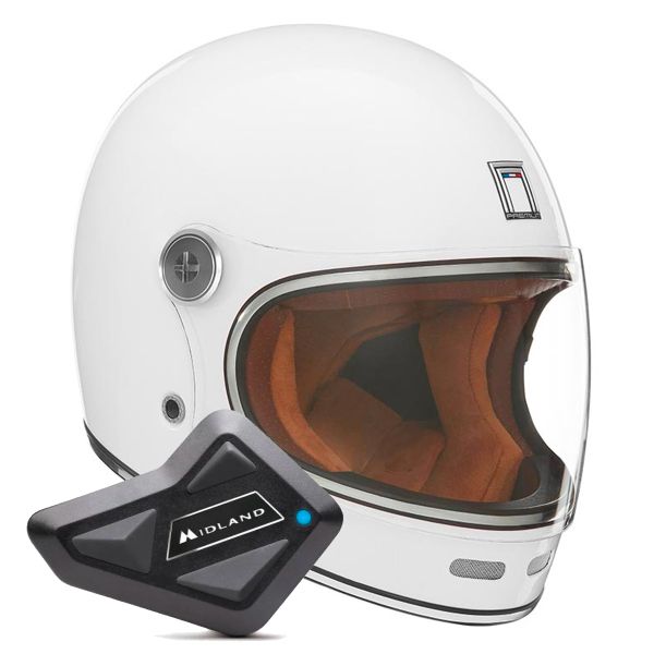 Casque Integral NOX Revenge Shiny White + Kit Bluetooth BT Mini