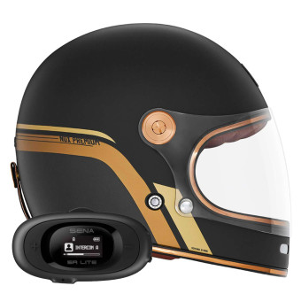 Casque Integral NOX Revenge Strobe Matt Black Gold + Kit bluetooth 5R Lite