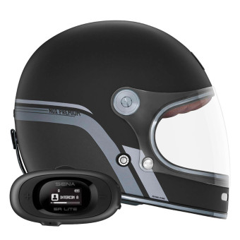 Casque Integral NOX Revenge Strobe Matt Black Titanium + Kit bluetooth 5R Lite