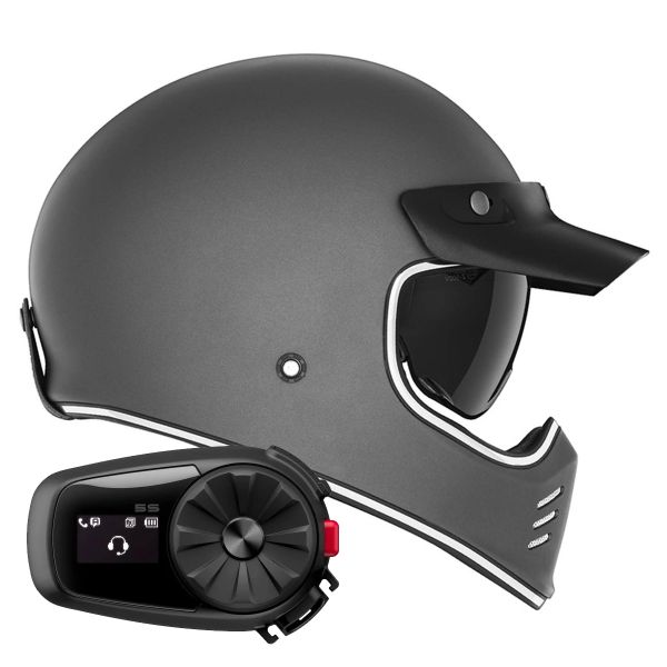 Casque Integral NOX Seventy II Matt Titanium + Kit Bluetooth 5S Solo Casque Integral NOX Seventy II Matt Titanium + Kit Bluetooth 5S Solo