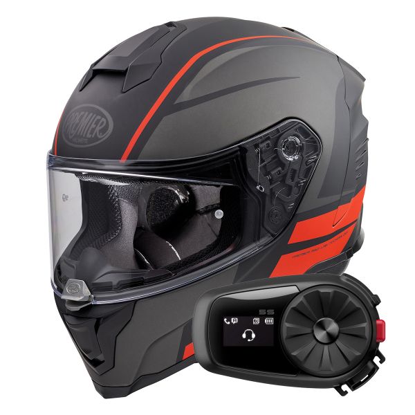 Casque Integral Premier Hyper DE17BM Mat + Kit Bluetooth 5S Solo