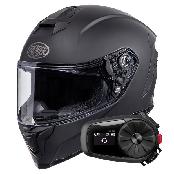 Casque Integral Premier Hyper U9BM Noir Mat + Kit Bluetooth 5S Solo