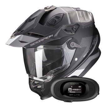 Casque Integral Scorpion ADF 9000 Air Desert Matt Black Silver + Kit bluetooth 5R Lite Solo Casque Integral Scorpion ADF 9000 Air Desert Matt Black Silver + Kit bluetooth 5R Lite Solo