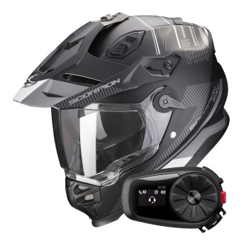 Casque Integral Scorpion ADF 9000 Air Desert Matt Black Silver + Kit Bluetooth 5S Solo Casque Integral Scorpion ADF 9000 Air Desert Matt Black Silver + Kit Bluetooth 5S Solo