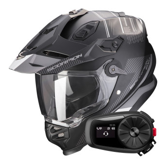 Casque Integral Scorpion ADF 9000 Air Desert Matt Black Silver + Kit Bluetooth 5S
