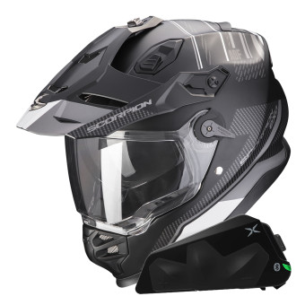 Casque Integral Scorpion ADF 9000 Air Desert Matt Black Silver + Kit bluetooth Exo-Com Link-1C