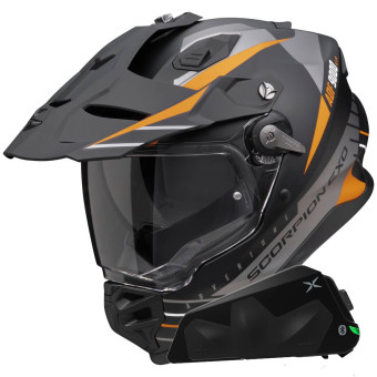 Casque Integral Scorpion ADF 9000 Air Feat Black Mat Orange + Kit bluetooth Exo-Com Link-1C