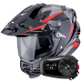 Casque Integral Scorpion ADF 9000 Air Feat Black Silver Red + Kit Bluetooth 5S Solo