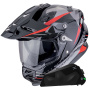 Casque Integral Scorpion ADF 9000 Air Feat Black Silver Red + Kit bluetooth Exo-Com Link-1C